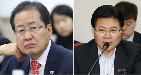 자유한국당 홍준표 전 대표(왼쪽)와 홍문종 의원 (굿모닝 충청=정문영 기자)