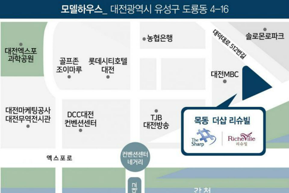 대전 목동 더샵 리슈빌 견본주택 위치도. 사진=포스코건설 제공