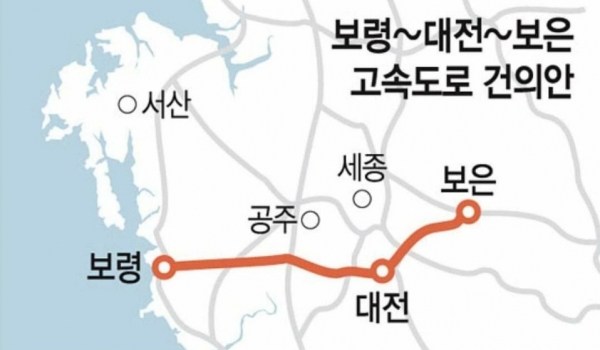 보령~대전`보은 고속도로 노선도. 사진=