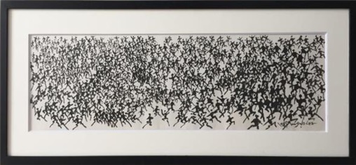 군상, 1985년, 한지에 수묵, 21,5x81cm