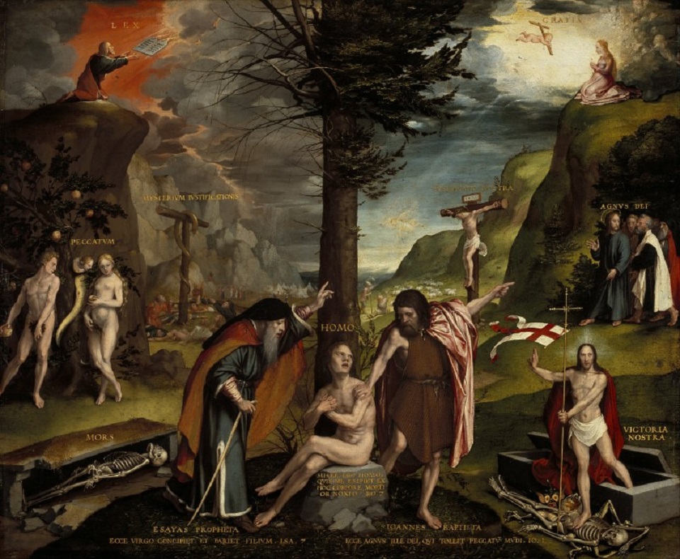 한스 홀바인(아들), 구약과 신약의 알레고리(An Allegory of the Old and New Testaments): 1530-32. 스코틀랜드 국립갤러리.