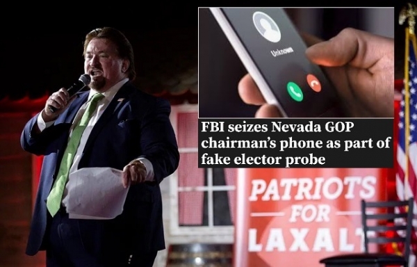 〈미국 연방수사국인 FBI가 지난 22일 네바다주 공화당 의장인 마이클 맥도날드의 아이폰을 가짜 선거인단 사건 연루 혐의로 압수한 바 있다. 당시 FBI 요원들이 승용차에 타고 있던 맥도날드 의장에게 다가가 압수수색영장을 제시하자, 순순히 아이폰을 건네줬고 FBI는 아이폰 잠금을 어렵지 않게 해제했던 것으로 알려졌다. 사진=Las Vegas Review/굿모닝충청 정문영 기자〉
